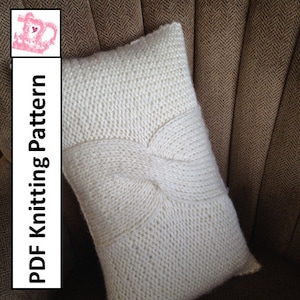 PDF KNITTING PATTERN, Cable bow, cable knit pillow cover pattern, 12&quot;x20&quot;, knitted cushion pattern
