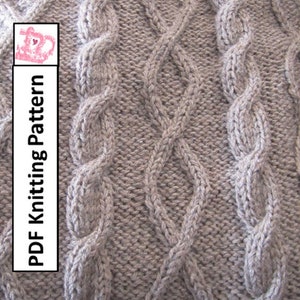 PDF KNITTING PATTERN, Cable knit blanket pattern,Diamonds and cable throw/afghan/blanket