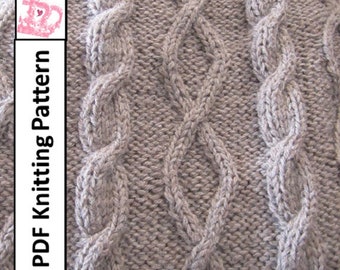 PDF KNITTING PATTERN, Cable knit blanket pattern,Diamonds and cable throw/afghan/blanket