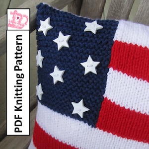 American Flag Pillow Cover Knitting Pattern, 12x16 (PDF Pattern)