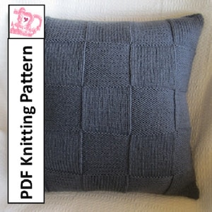 PDF KNITTING PATTERN, knit pattern pdf, knit pillow cover pattern, Simple Squares 20 x 20 pillow cover image 1