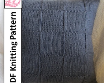 PDF KNITTING PATTERN, knit pattern pdf, knit pillow cover pattern, Simple Squares 20" x 20" pillow cover