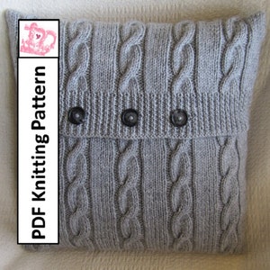 Classic Cable knit pillow cover pattern in 3 sizes - 18”/45cm, 20”/50cm, 24”/60cm - PDF KNITTING PATTERN