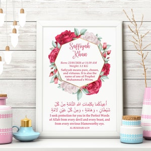 A4 Islamic Nursery Decor | Protection Dua | Evil Eye Dua | Dua of Prophet (PBUH) | Muslim Nursery Decor | Islamic Baby Gift