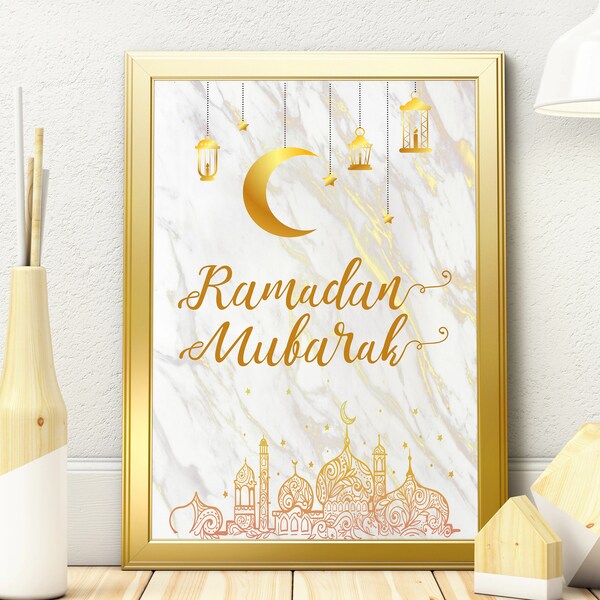 Ramadan Mubarak | Ramadan Decor | Islamitisch Home Decor | Moslim muur art | Islamitische poster | Islamitische printables | Ramadan afdrukbaar