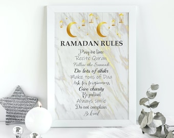 Ramadan Rules | Islamic House Rules | Ramadan Decor | Islamic Wall Art | Islamic Home Decor | Muslim Art | Ramadan Printable