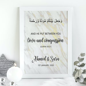 Islamic Wedding Gift | Islamic Wedding Decor | Muslim Couple | Islamic Couple | Nikkah Gift | Personalised Wedding Canvas |