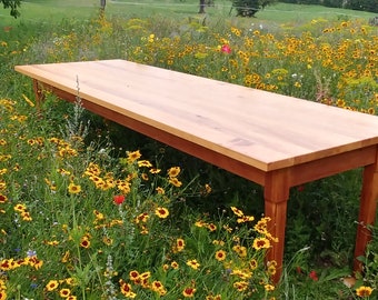 Solid wood dining table with an elegant horse chestnut top, almost 3 m long, made by hand, no shipping possible