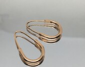 Russian Solid Rose Gold Earrings 583, Gold Earrings Podkovki 14KT, Vintage Original Soviet Rose Gold Earrings Podkovki 583 14KT USSR