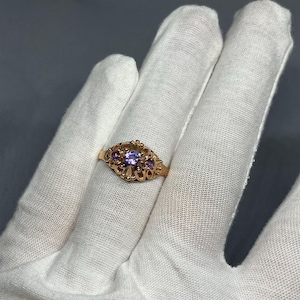 Vintage Original Rose Gold Ring with Alexandrite 583 14K , Alexandrite Gold Ring 583, Rose Gold Ring, Solid Gold Ring 583