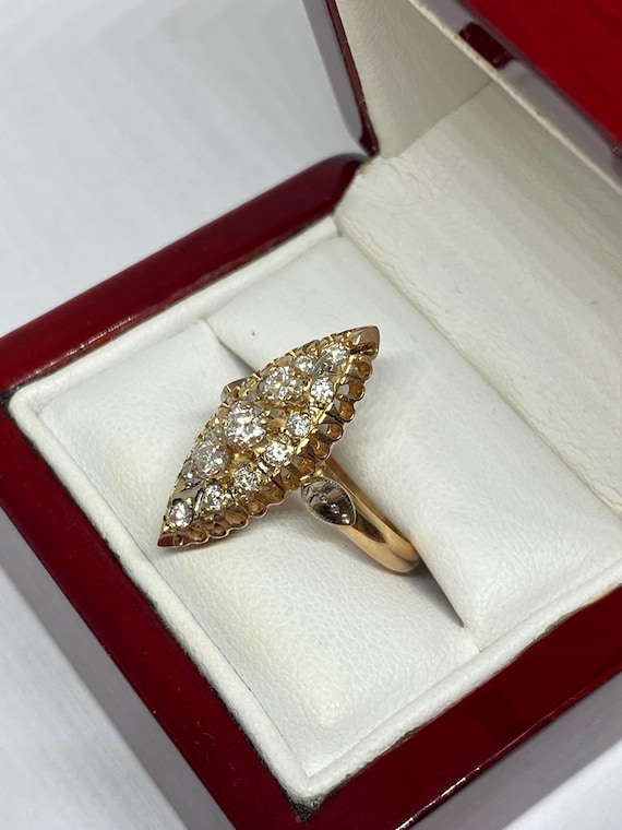 14 KT  Diamond Solid Gold Ring 583, Solid Rose Go… - image 5