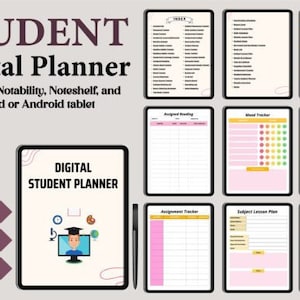 Student Planner | Academic Study Planner, Homework Tracker & Assignment Organizer PDF | GoodNotes and iPad Digital Download
