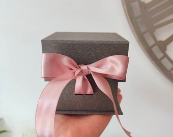 Grey Gift Box with Ribbon, Bridesmaid Gift Box, Baby Gift Box, Birthday Gift Box, Gift Boxes for Bridesmaids, Maid Of Honour, Favours
