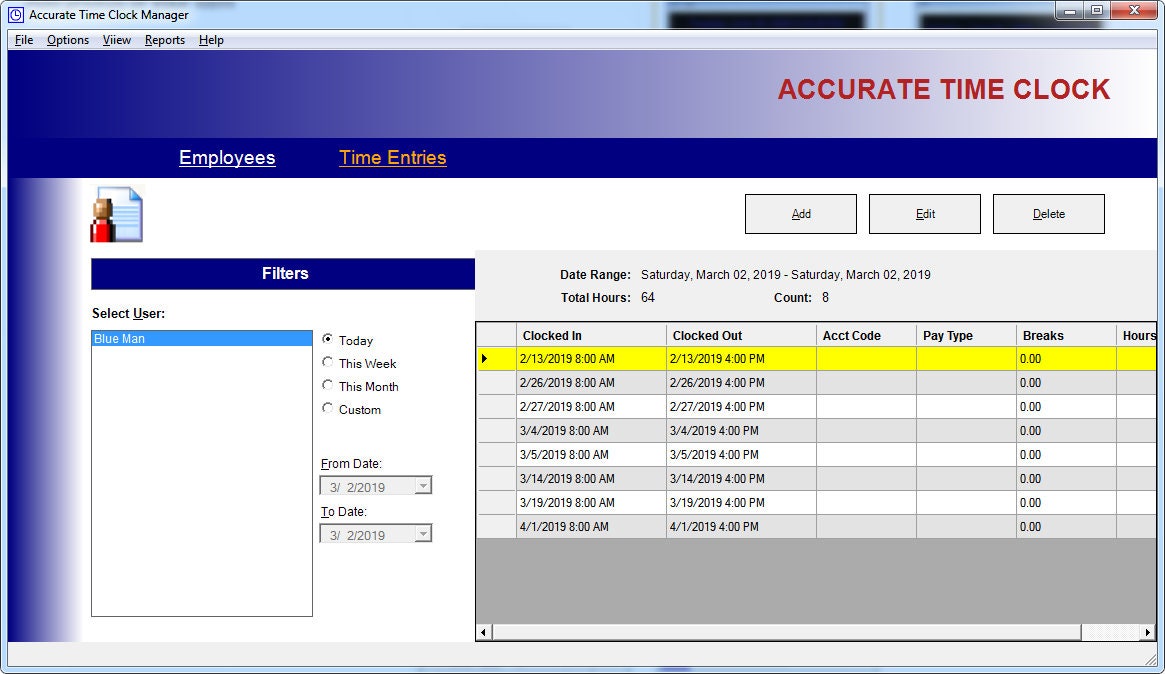 Employee Time Clock Software and Reporting System for Microsoft Window ...