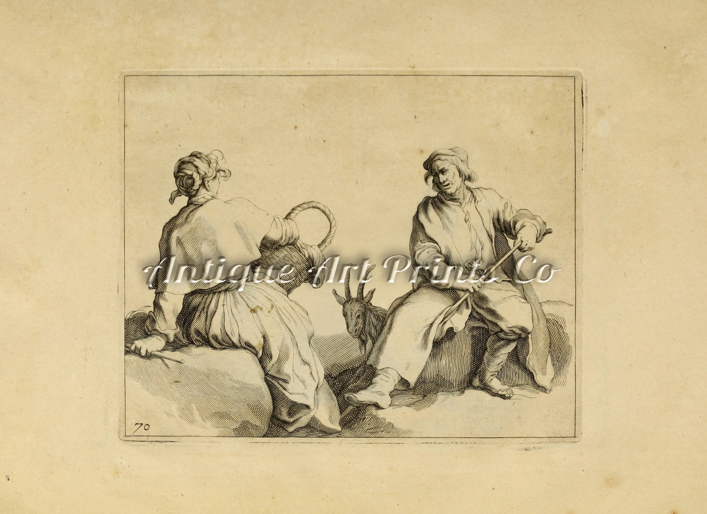 Vintage drawing Antique Wall Art Vintage pastorale Etsy