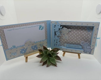 Gift Birth Baby Boys Voucher Packaging Shadow Box handmade