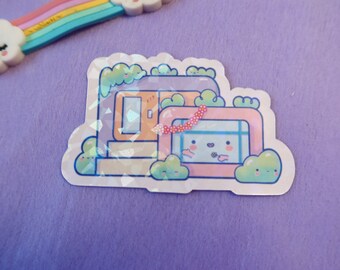 Süße Kawaii Moderne Häuser Aufkleber - Holografisch transparent, glänzend oder Papier? Selbstklebender Sticker- Dream home