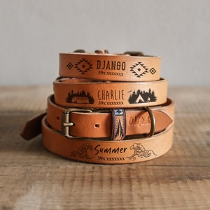 Custom Name Leather Collar. Laser Name Dog Collar. Leather Collar with name. Engraved dog collar. Designer dog collar. Brown leather collar