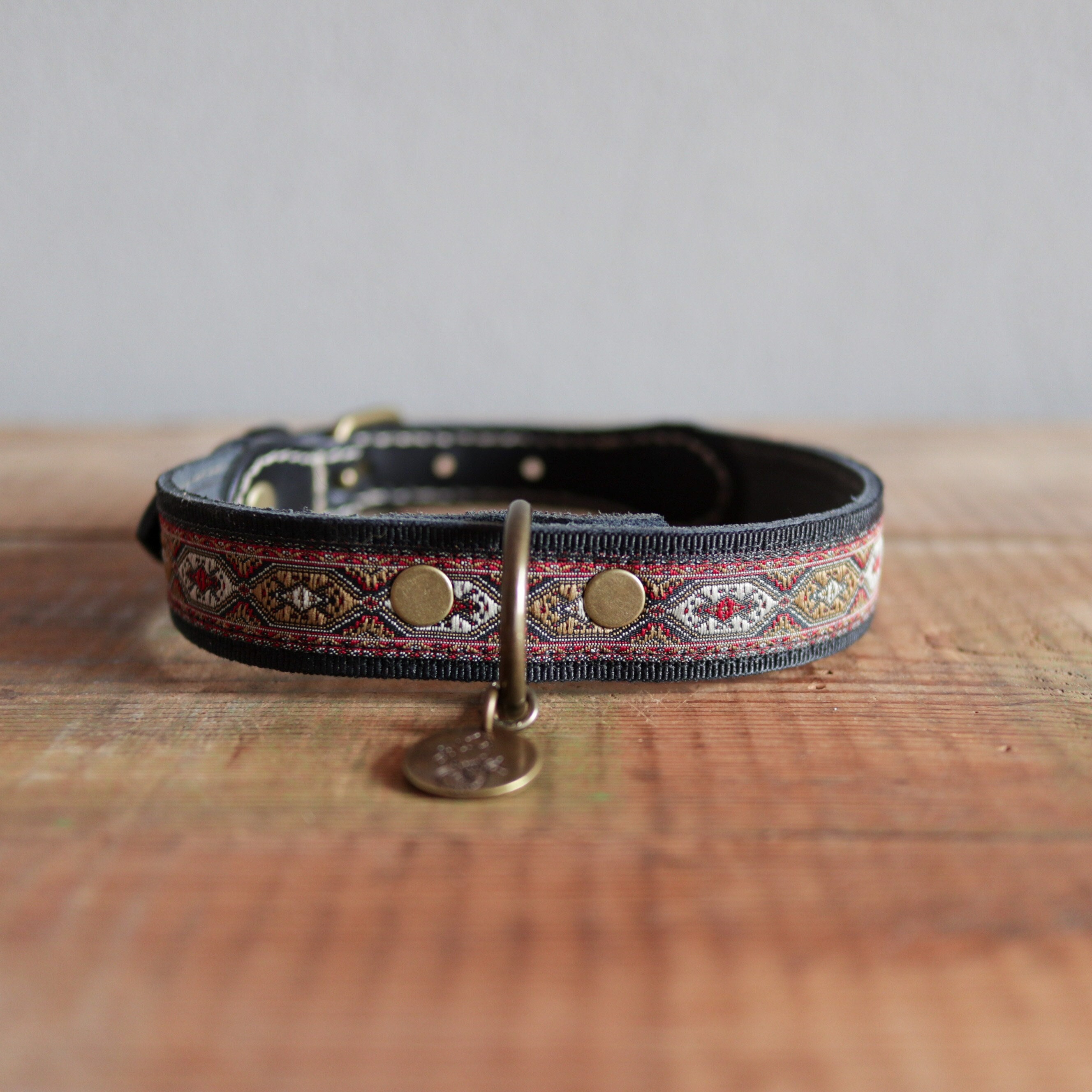 Dog collar black leather hot sale