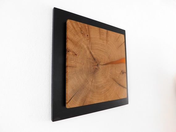 Eiche Wanddekoration Baumscheibe aus Eiche als Holzbild – markant, elegant, einfach brillant