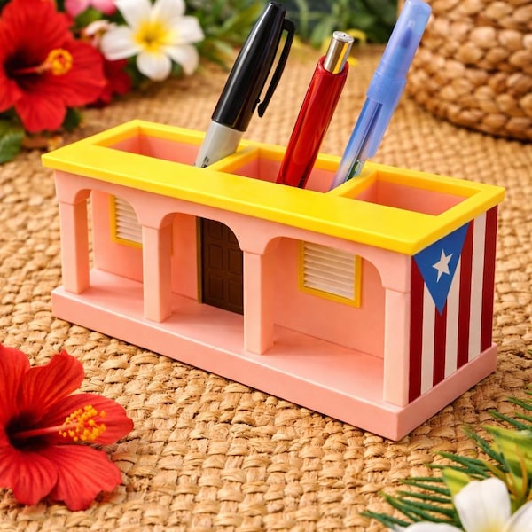 La Casita Pencil Holder | Puerto Rico Desk Decor, 3D Printed Organizer
