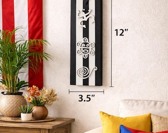 Taino Black Puerto Rico Wall Plaque w/ Petroglyphs