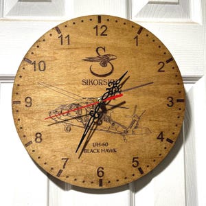 Sikorsky UH-60 Black Hawk Wall Clock 11.5” Custom Engraved
