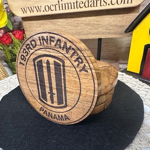 Lasered Wood Coasters: US Army 193rd Infantry Brigade, Panama (Set of 4)