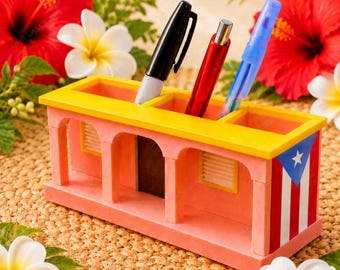 La Casita Pencil Holder | Puerto Rico Desk Decor, 3D Printed Organizer