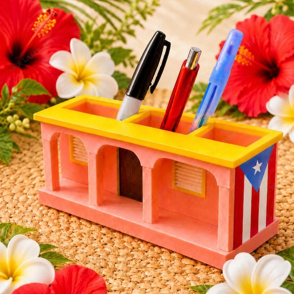 La Casita Pencil Holder | Puerto Rico Desk Decor, 3D Printed Organizer