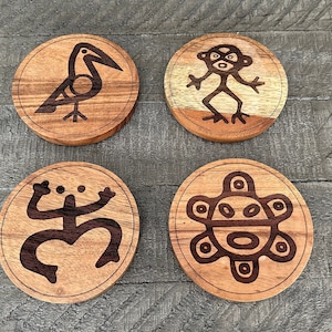 Taino Wood Coasters Set of 4