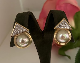 Boucles D'oreilles Vintage Perles Plaqué Or - Fait Main Italie - Occasion Lot Collection