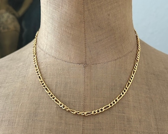 Vintage NOS Gold Plated Dainty Fígaro Chain Necklace, Gift for Her, Made in Spain