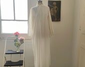 Antique Lightweight Cotton Long Sleeved Nightgown, Edwardian Pin Tucked Maxi Length Nightdress, Old Fashioned Sleepwear One Size Fits Most