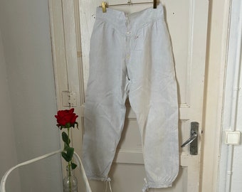Antique Men’s Unbleached Linen Long Underwear Long Johns Jodhpurs Size XS 28-30” Waist