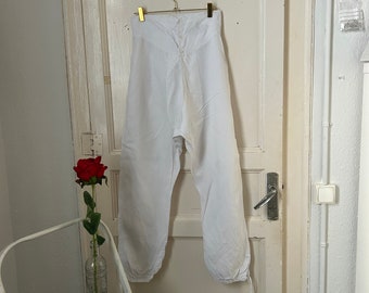 Antique Men’s White Linen Long Underwear Long Johns Jodhpurs Size XXS 26-27” Waist