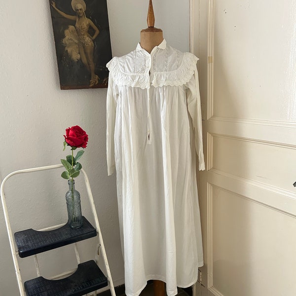 Antique White Cotton Maxi Nightdress - Etsy