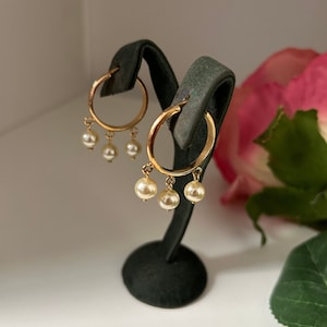 Vintage vergulde nepparel kroonluchteroorbellen - Spaans GILCO