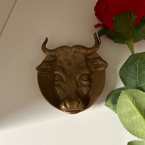 Vintage Solid Brass Longhorn Bull Dish: Ashtray, Jewelry Holder