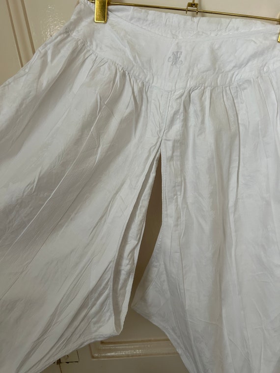 Antique White Cotton Split Leg Bloomers with Brod… - image 8