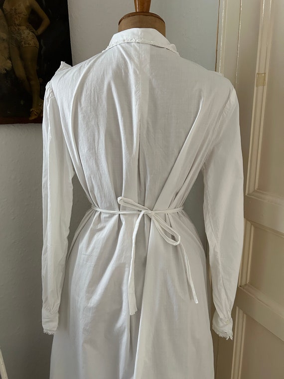 Antique Ruffled Bib White Cotton Nightgown, Edwar… - image 9