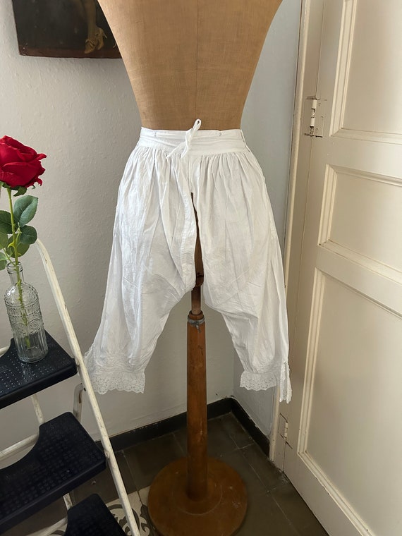 Antique White Cotton Split Leg Bloomers with Brod… - image 6