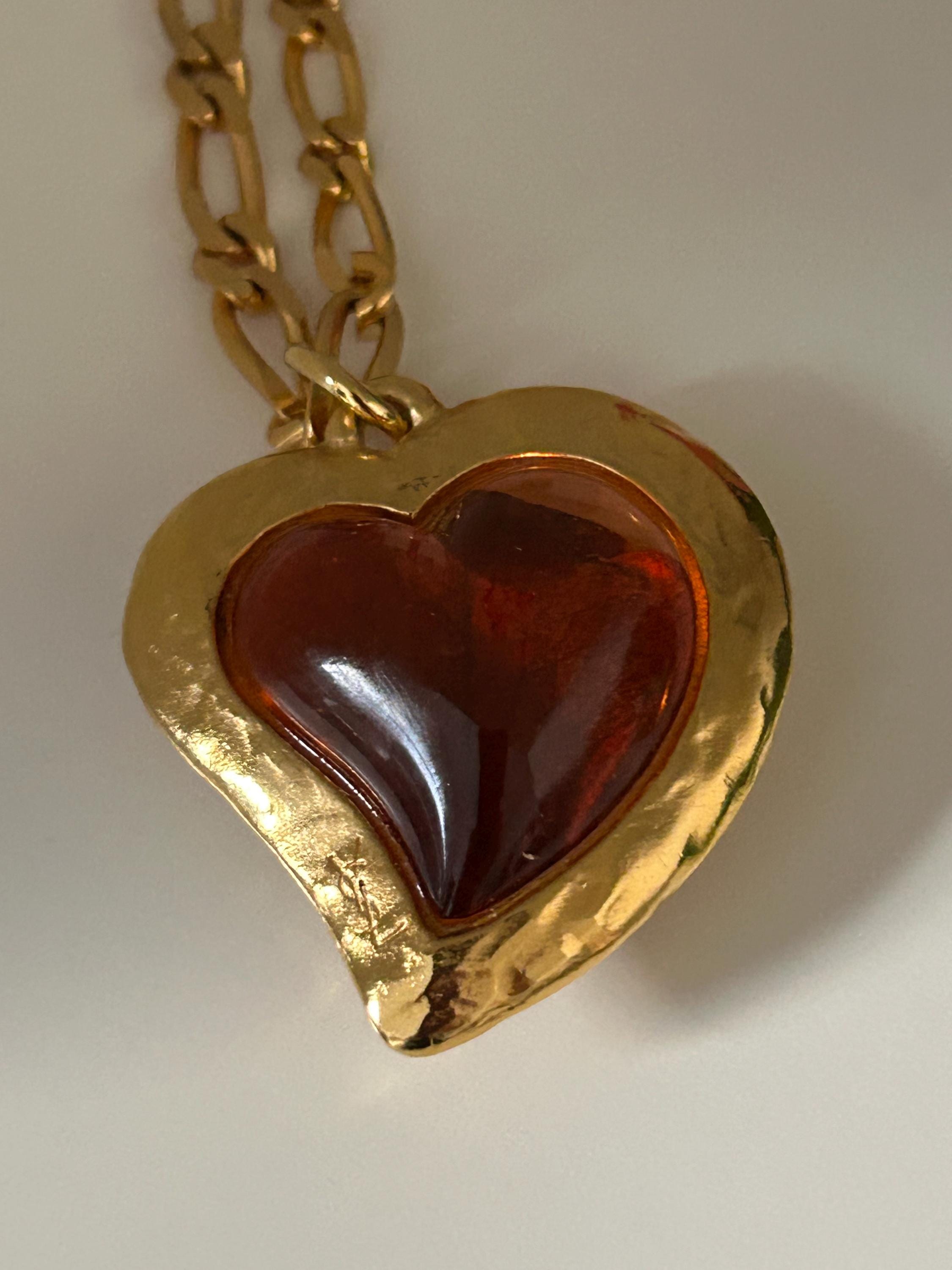 アクセサリー Yves Saint Laurent Heart Gold necklace Yves Saint Laurent Heart Necklace YSL Charm Gold Chain