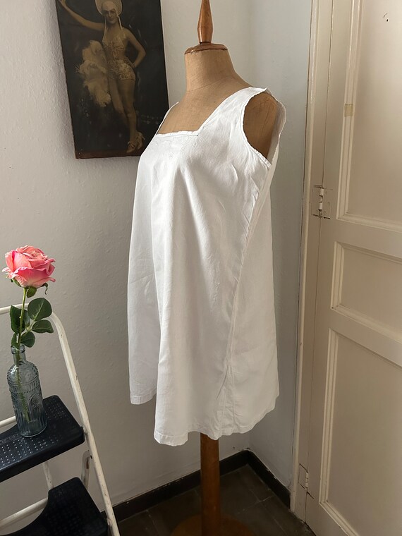 Antique White Linen Smock Dress Sleeveless Nightg… - image 5