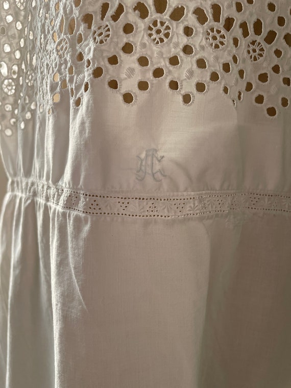 Antique White Eyelet Lace Cotton Chemise Size Sma… - image 4