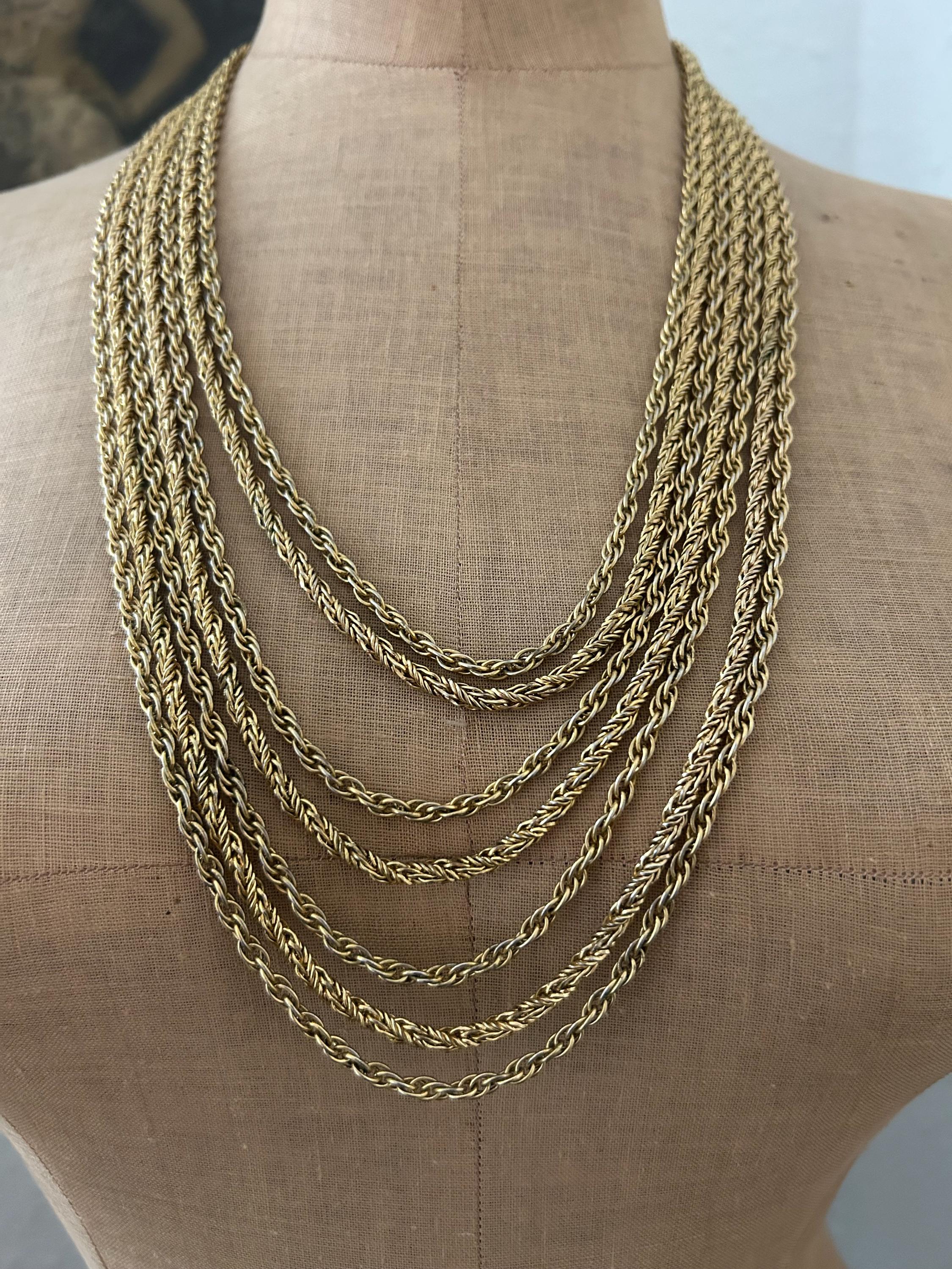 Vintage Christian Dior Gilded Rope Chain Necklace: 1972 Henkel