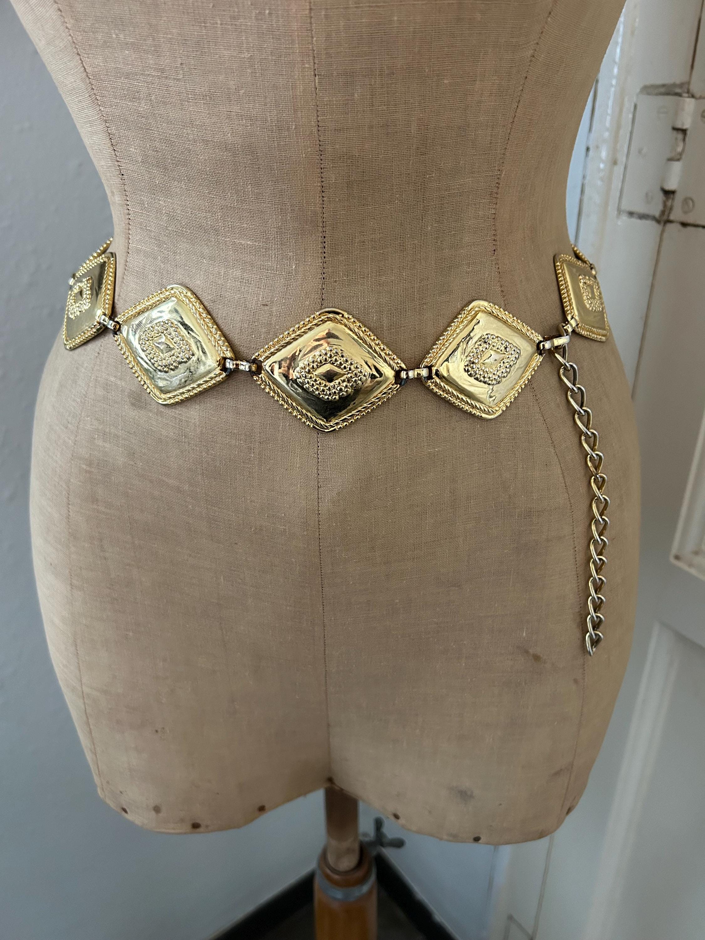 Vintage ESCADA Gold Tone Diamond Chain Link Belt - Etsy