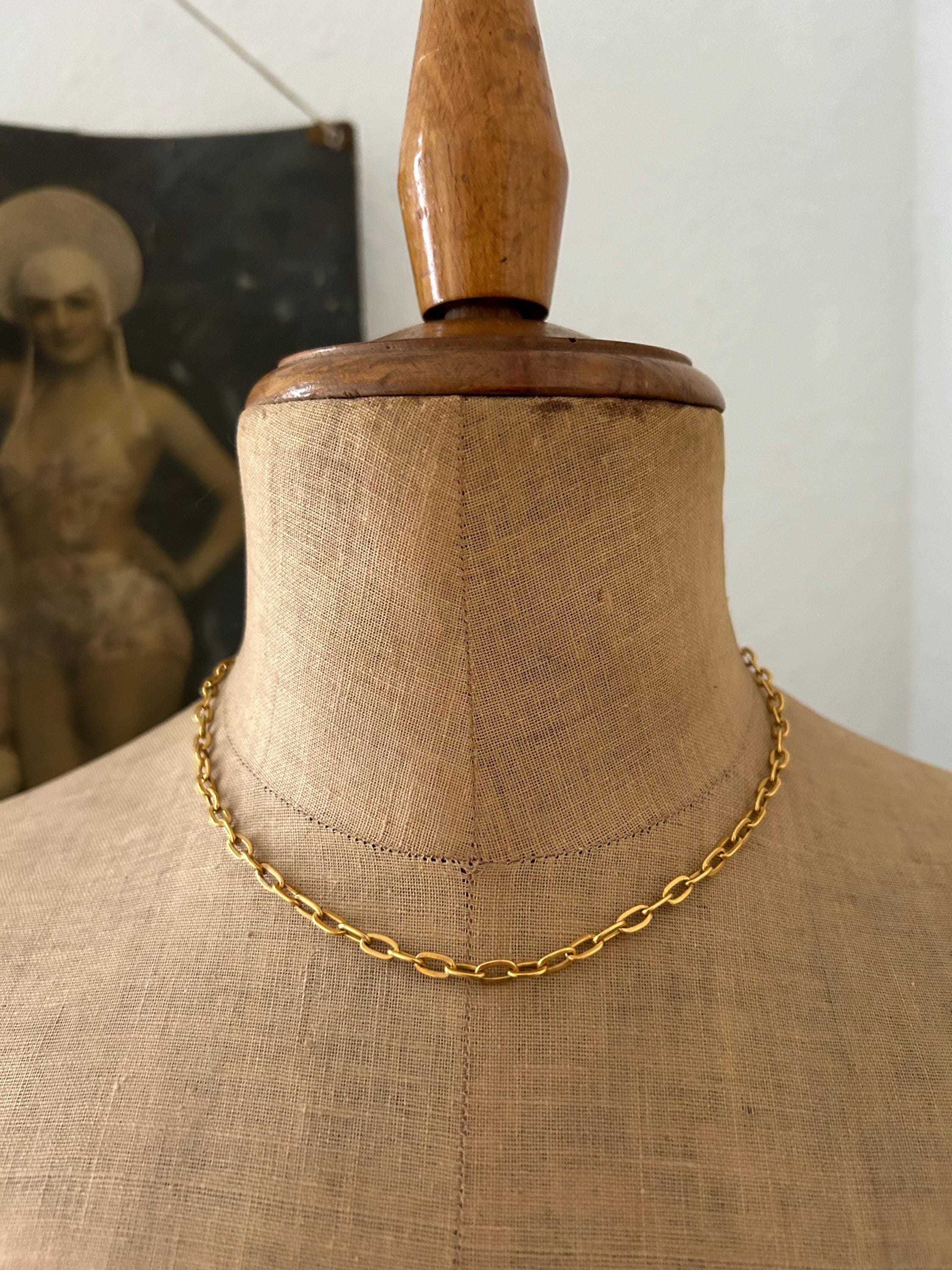 Vintage Gold Plated Paper Clip Chain Necklace: 90s Deadstock Choker