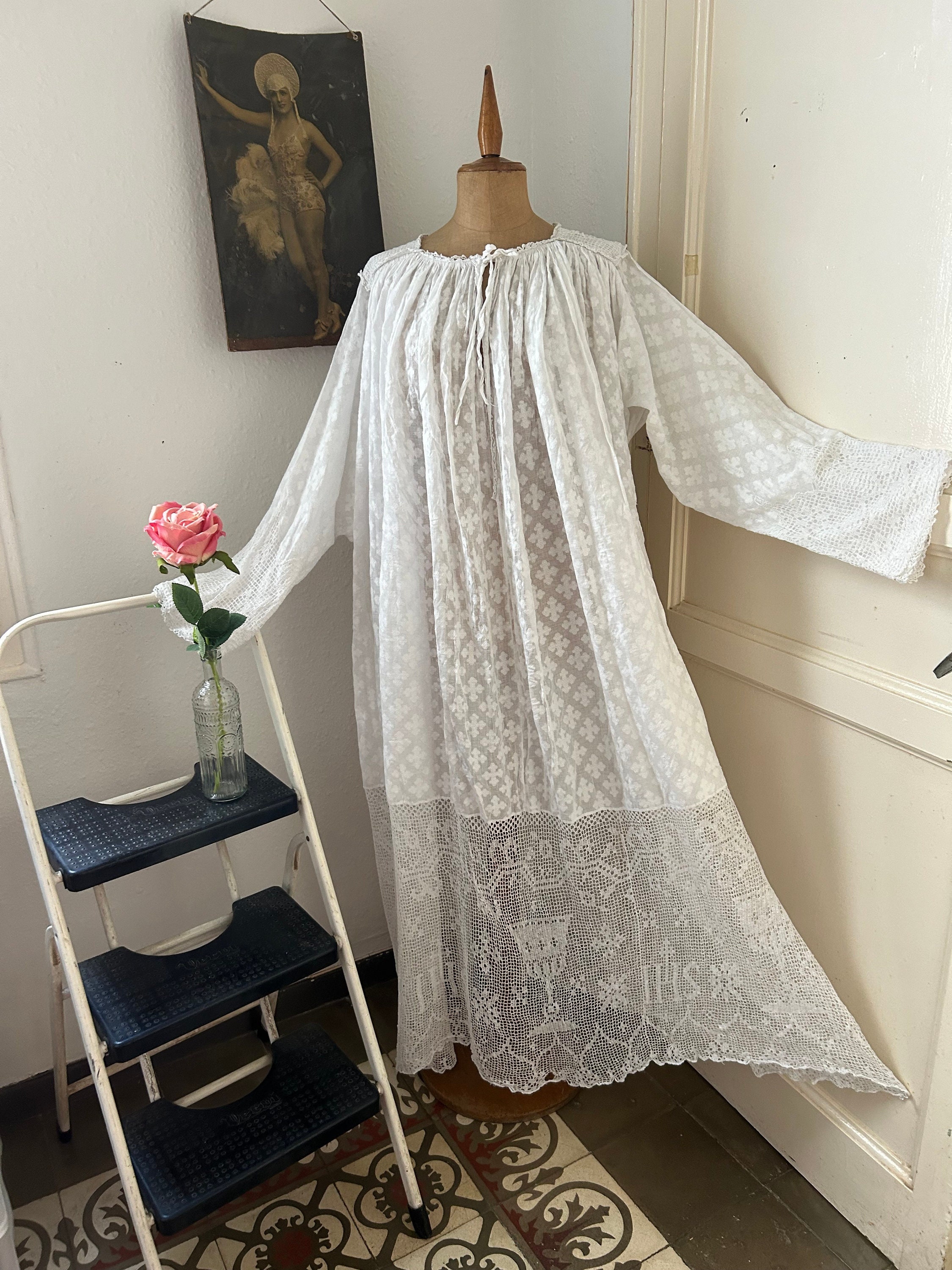 トップス 1900s Muslin Cotton Church Smock RESERVED for Tommy.antique Church Smock Made of Cotton