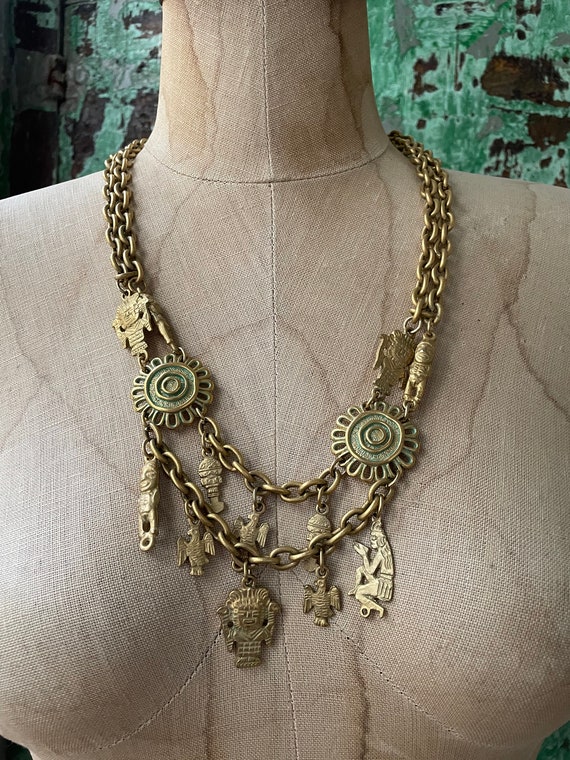 Vintage LERITZ Necklace, Antiqued Gold Plated Bra… - image 2